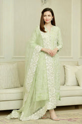 BAREEZE - 3PC LAWN HEAVY EMBROIDERED SHIRT WITH ORGANZA EMBROIDERED DUPATTA - HZG1057